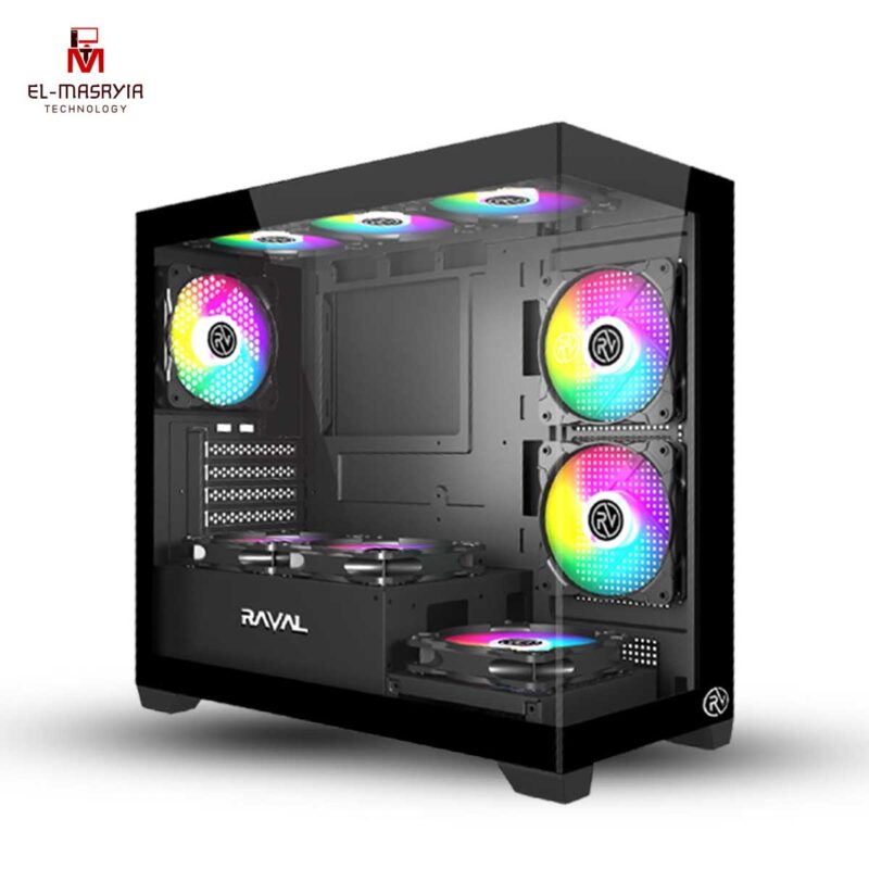 RAVAL MEGA 6XFAN ARGB CASE GAMING-Without power supply