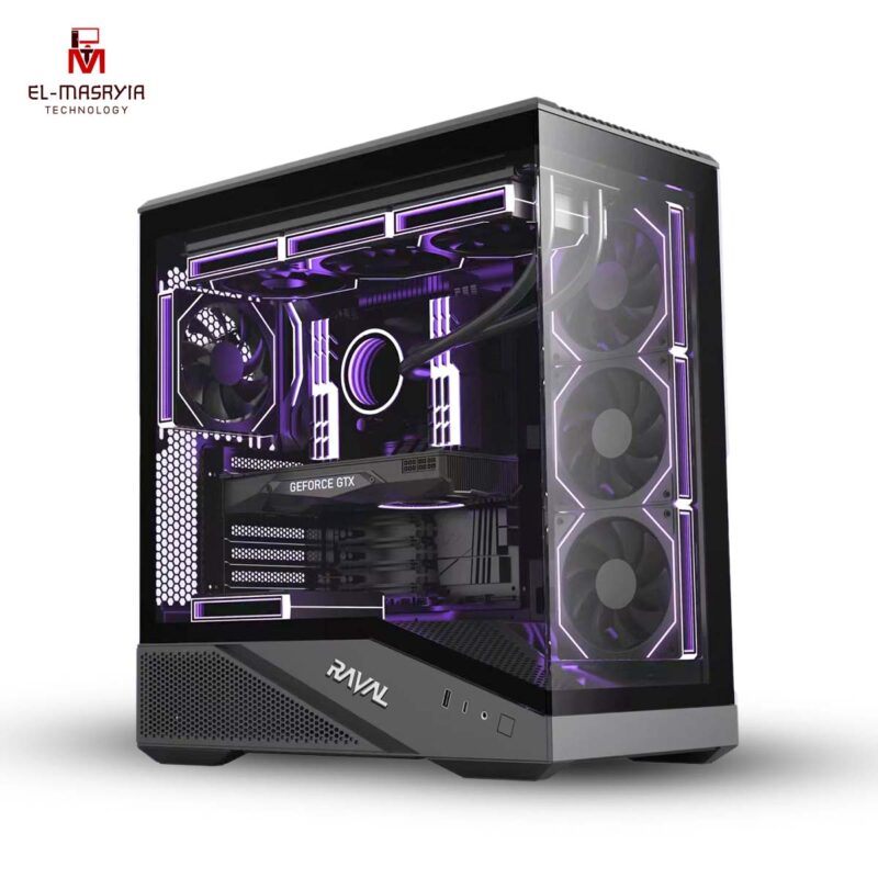 RAVAL MEGA PRO X 5XFAN ARGB CASE GAMING-Without power supply