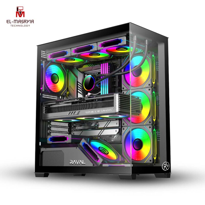 RAVAL Mega Prime 6XFAN ARGB CASE GAMING-متاح للحجز
